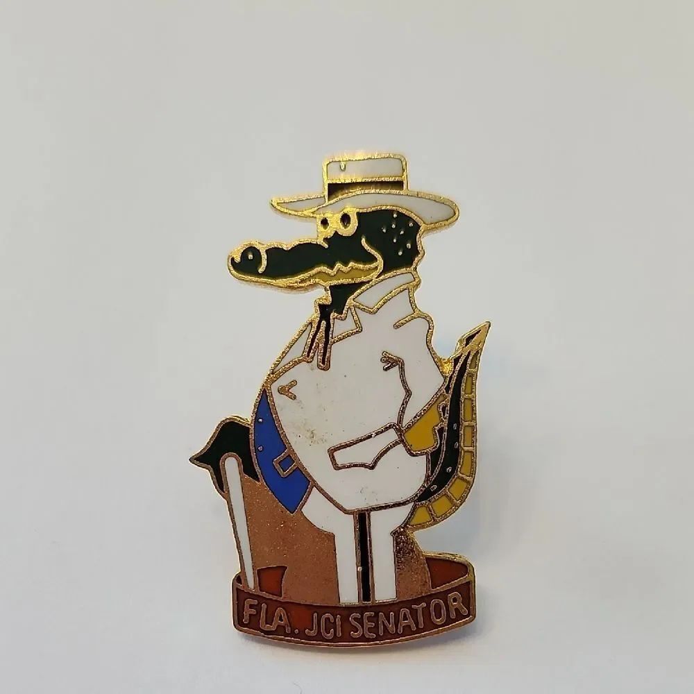 Alligator Enamel Pin with Hat FLA JCI SENATOR